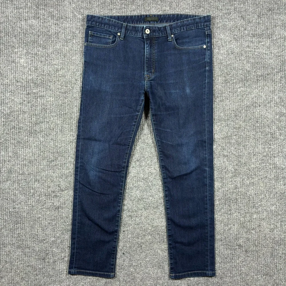 Uniqlo Mens Jeans Size 34x34 Dark Wash Denim Cotton Stretch Low Rise Casual